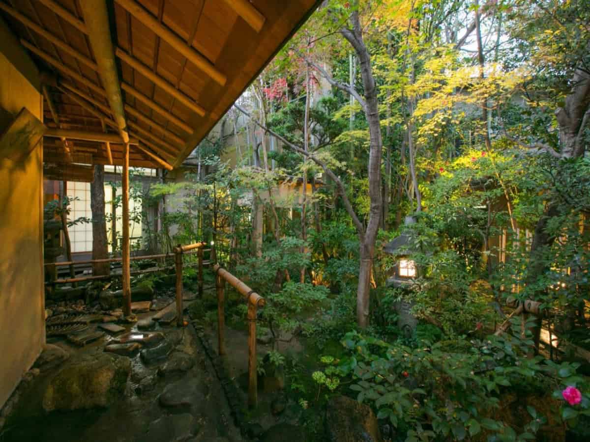 lush greenery surrounding the gion yoshiima