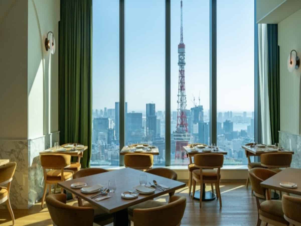 views of tokyo from the restaurant dining 33 in the sky lobby