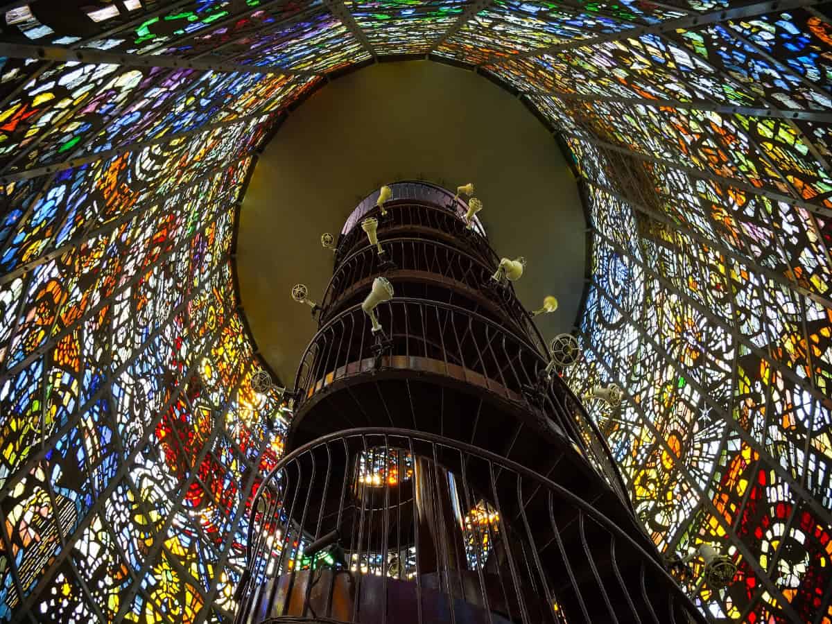stained glass tower at hakone open air museum