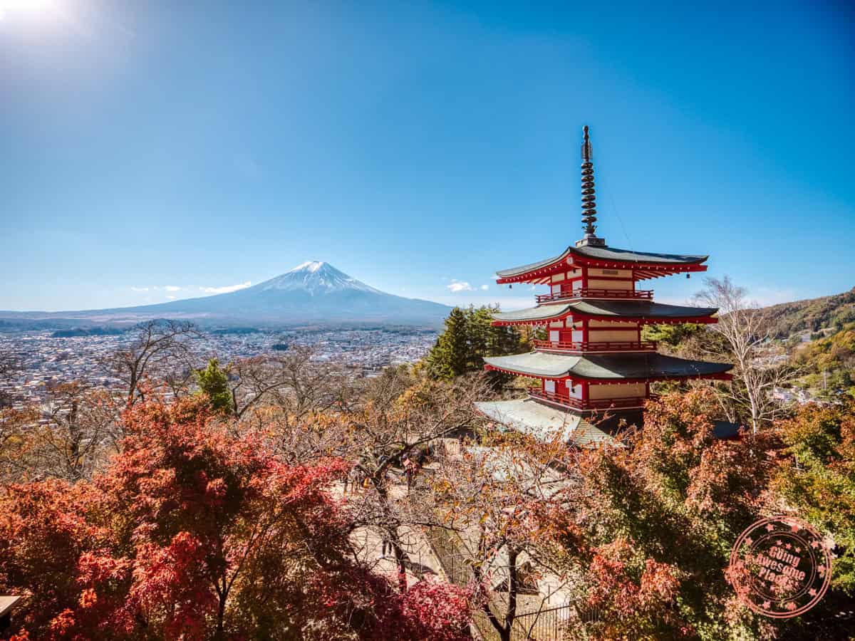 10 Day Japan Itinerary For First Timers - Modern Golden Route arakurayama sengen park chureito pagoda with autumn foliage