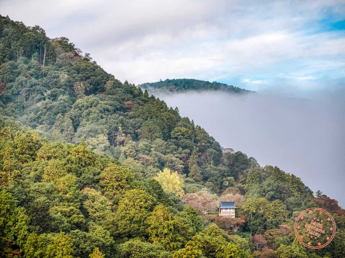 10 Day Japan Itinerary For First Timers - Modern Golden Route arashiyama park observation deck of temple from across the gorge