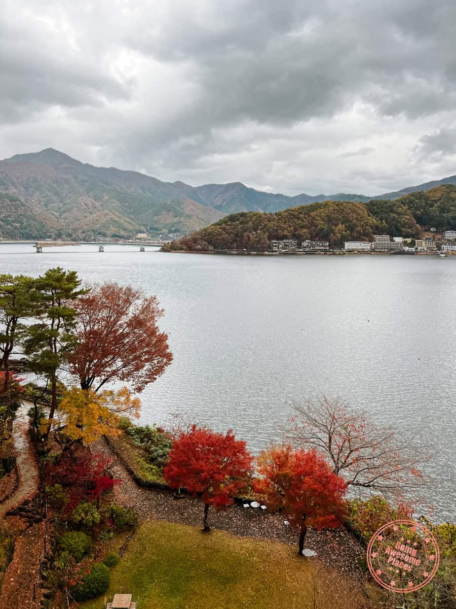 10 Day Japan Itinerary For First Timers - Modern Golden Route view of lake kawaguchi from fuji lake hotel in the autumn