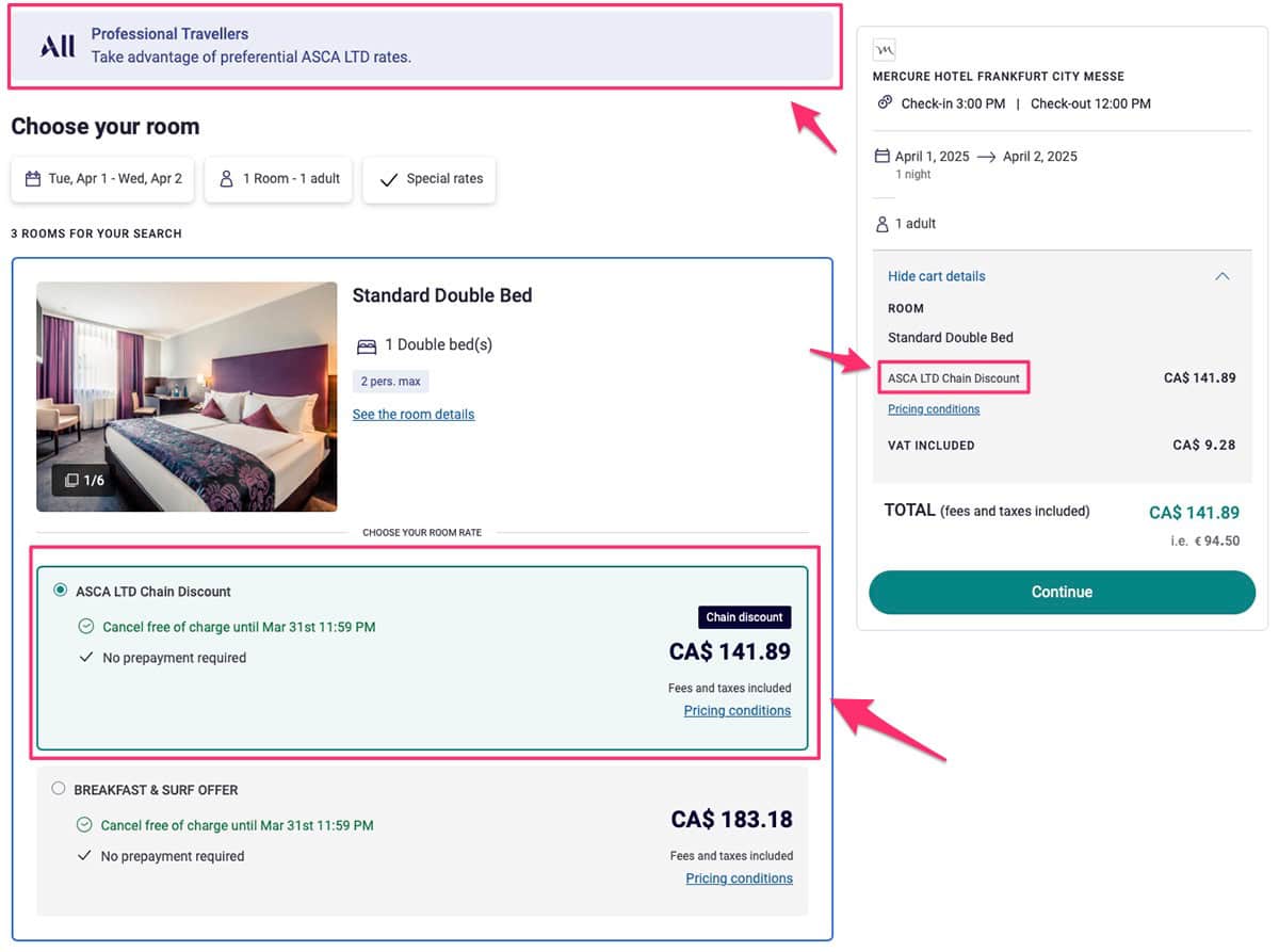 accor how to enter corporate codes tutorial final step