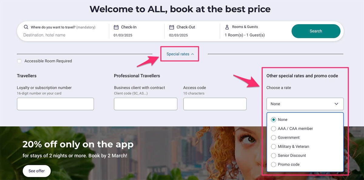 accor special rates promo code tutorial
