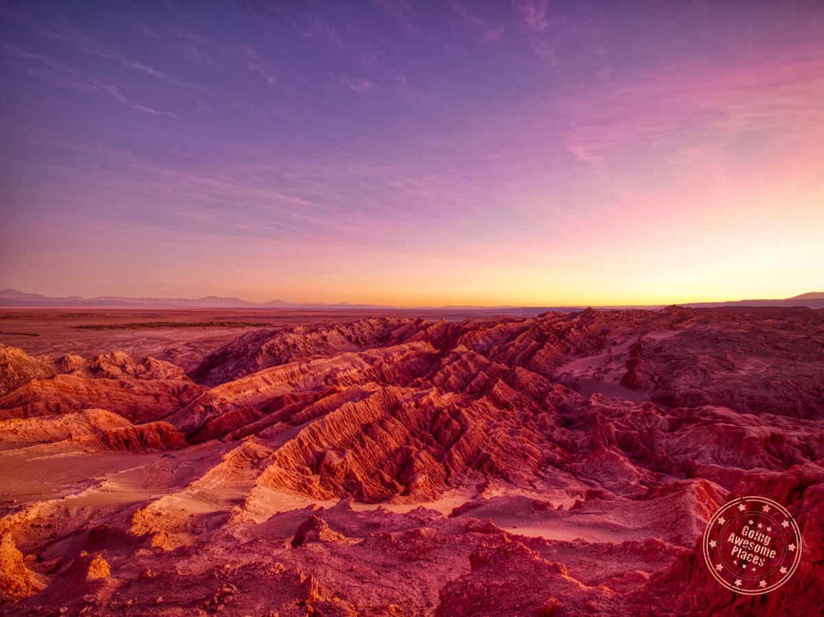 view of the atacama desert at sunset