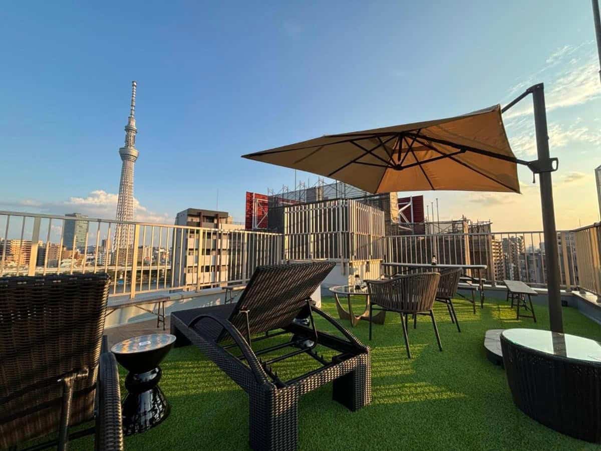 hotel tomos asakusa terrace with lounge seating looking at view