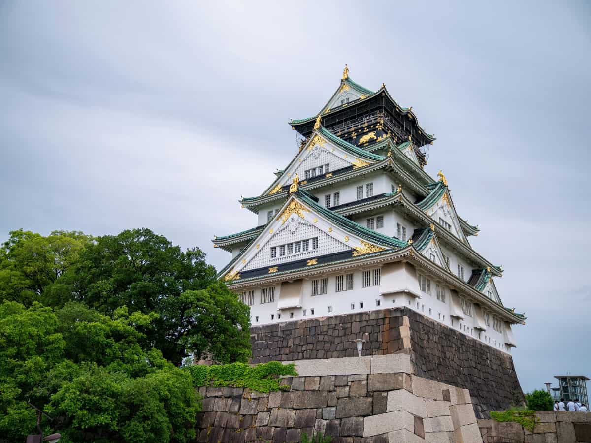 ground view of unique osaka castle