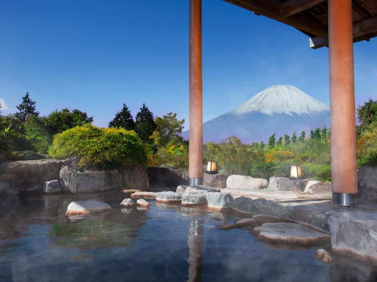 view of mt fuji from hotel green plaza's hot spring