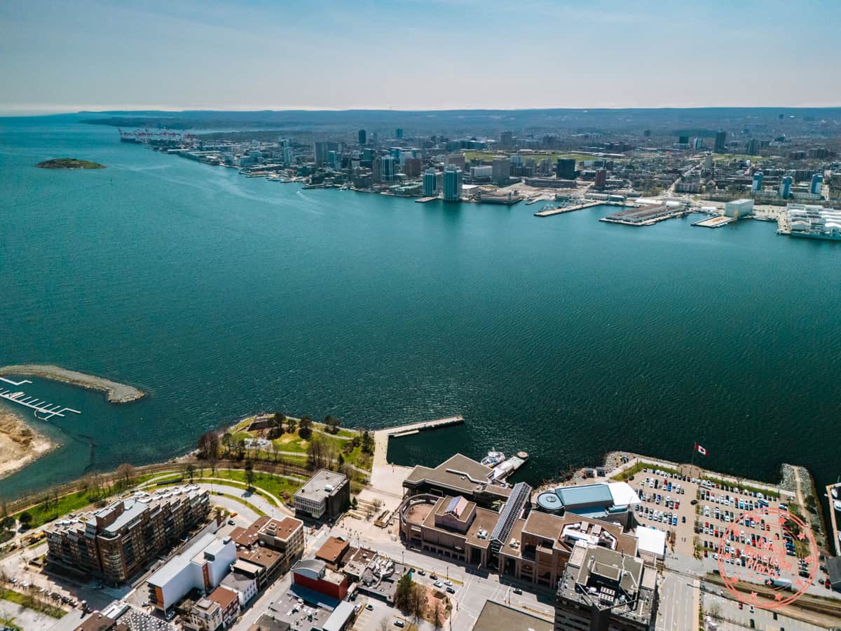 aerial of dartmouth and halifax in nova scotia