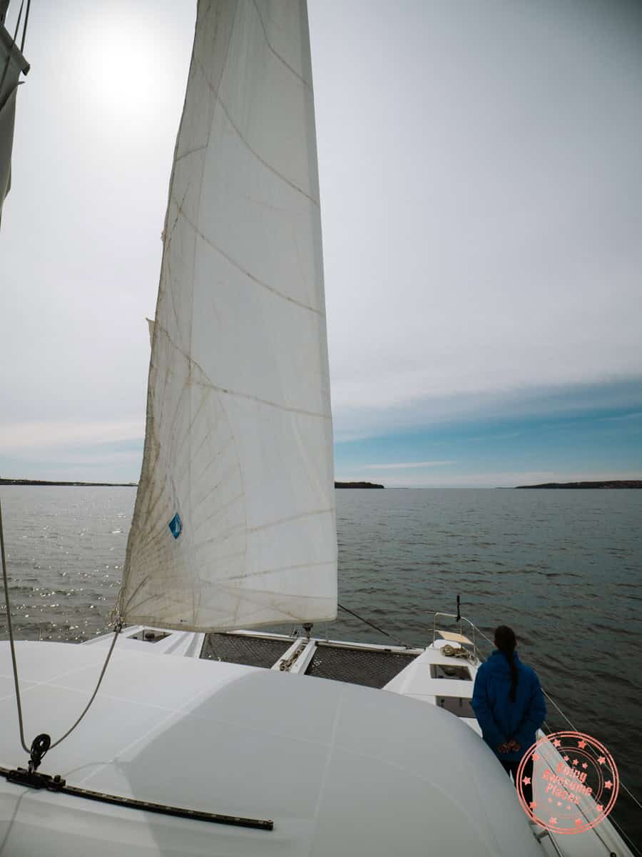 catamaran sailing on halifax harbour with jfarwell