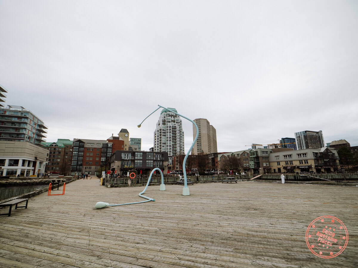 drunken lampposts sculptures on halifax waterfront