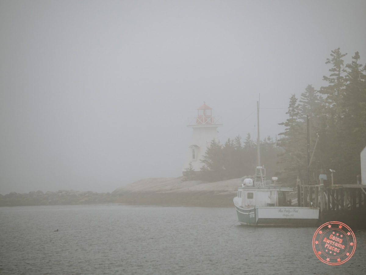 foggy indian harbour lighthouse