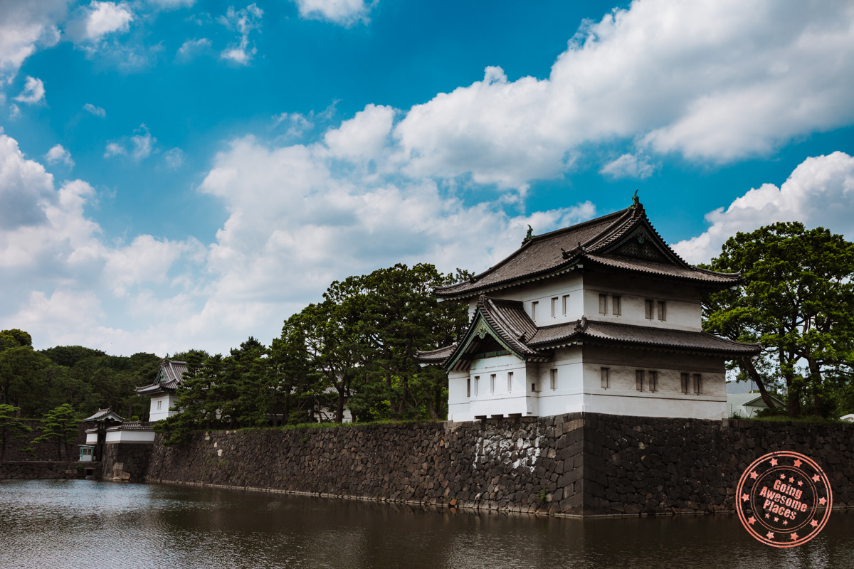 view of the imperial palace surrounded by mote of water
