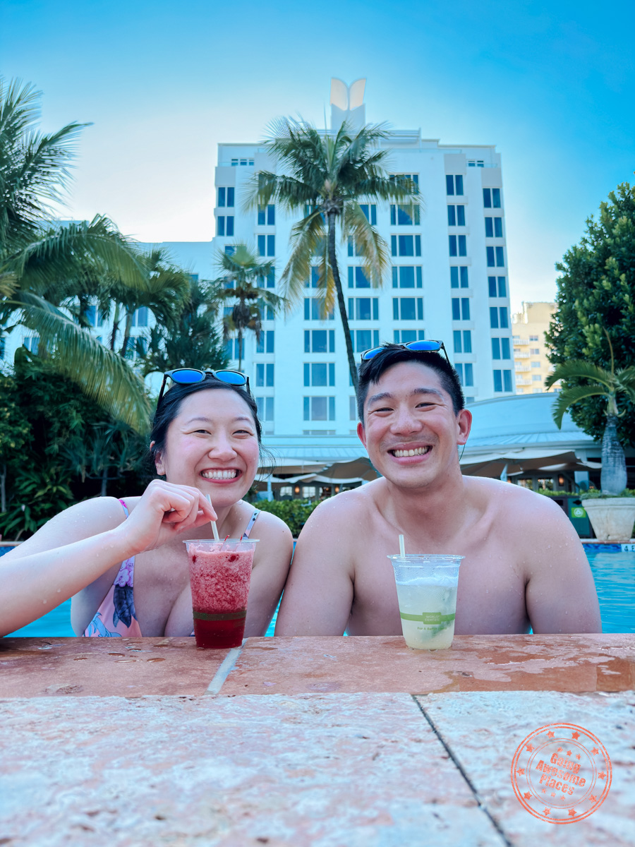 enjoying palms hotel and spa pool in miami