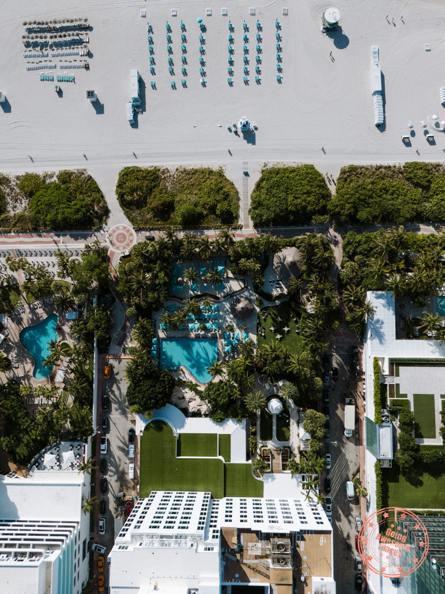 palmos hotel and spa aerial drone shot looking down