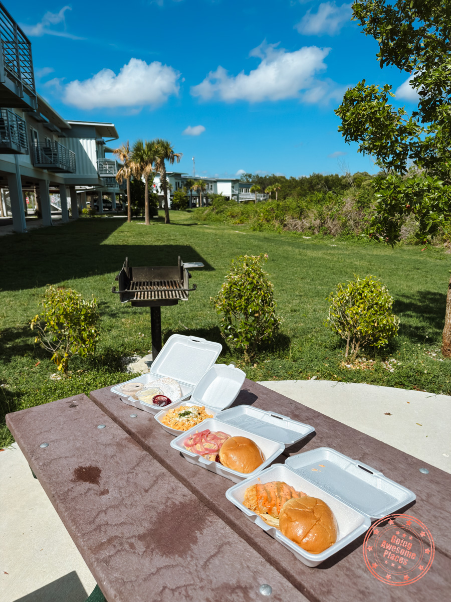 picnic at flamingo lodge with burgers and dessert from chefs on the run